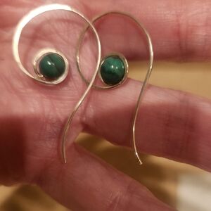 Handcrafted Malachite Spiral Sterling Earrings